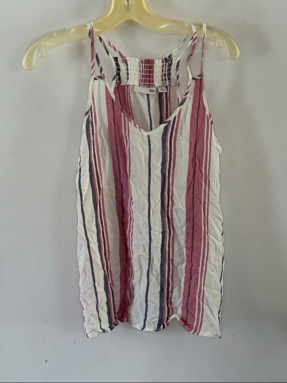 So white tank top with pink indigo stripes Size Small